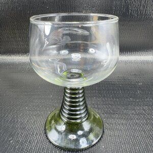 1960s Roemer Green Single Beehive Stem Glass Cup Clear Top Barware Vintage Glass